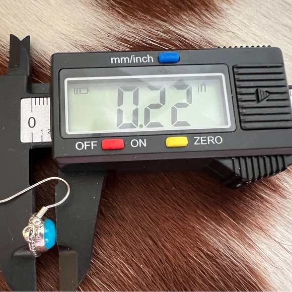 ❤️ Kingman BlueBird Turquoise Sterling Navajo Style Dangle Earrings 1.21”L - Picture 12 of 12